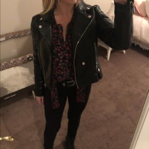 Machine Faux Leather bomber jacket